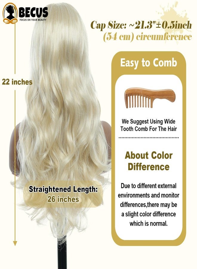 BECUS Platinum Blonde Headband Wig for Black Women Body Wavy No Glue Wear Natural Hairline Synthetic Wig for Halloween Cosplay Party 22 Inch - Image 4